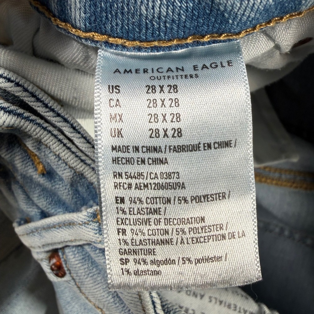 American Eagle Slim Straight Jeans Mens 28x28 (FITS 28x27) Light Wash Flex READ - Picture 6 of 12
